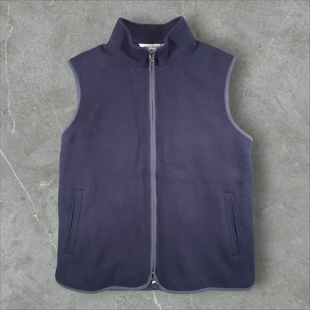 NWT Peter Millar Vest Mens M Navy Crown Flex Merino Wool Full Zip MF25Z20 $495